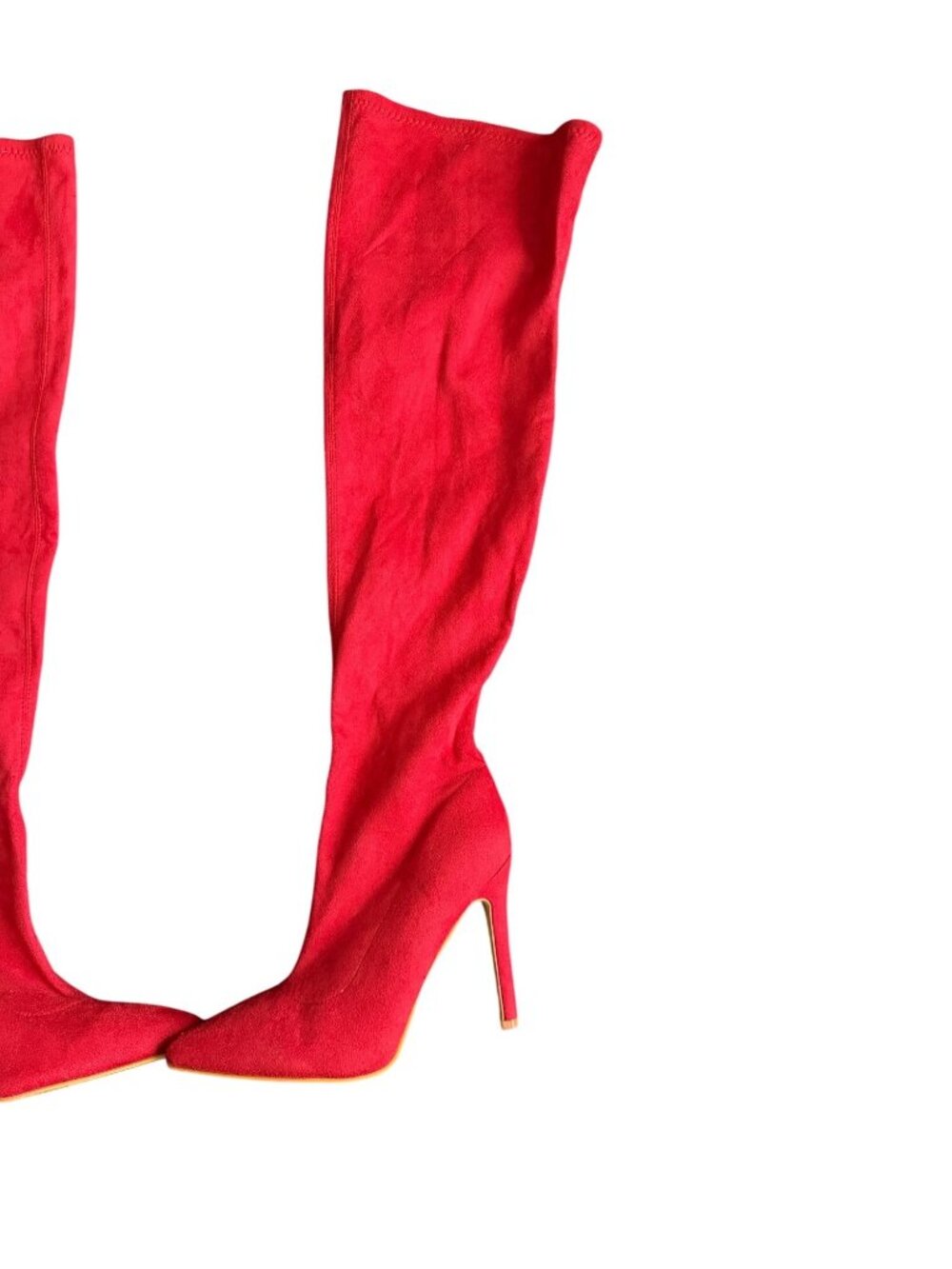 Red Over the Knee Stiletto Heeled Boots With Side Zippers Size 40 - Picture 2 of 5